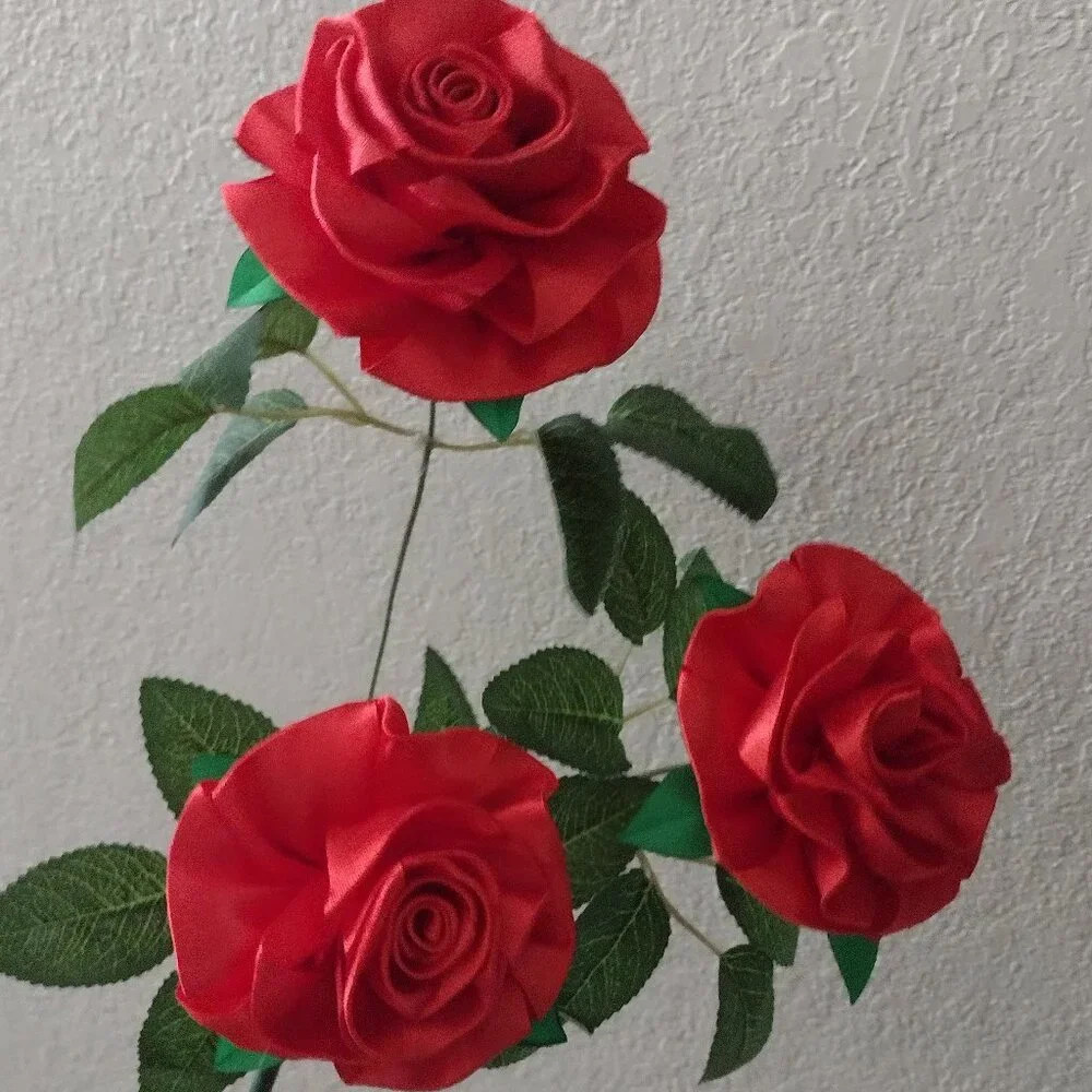 handmade ribbon flowers bouquet of 3 flowers
